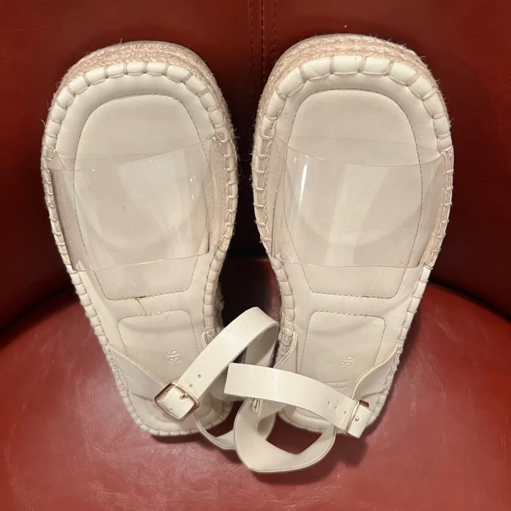 ZARA women beige espadrilles sandals/size 6 - Picture 6 of 14